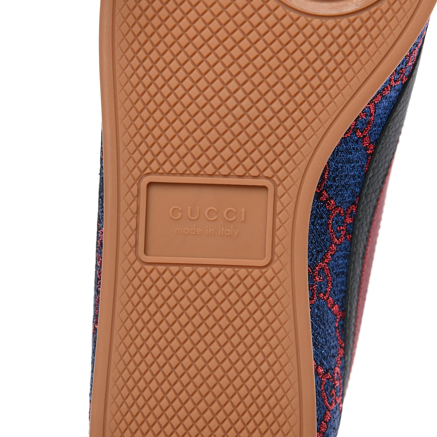 Lurex Calfskin Web GG Monogram Womens Falacer Sneakers 37 Iridescent Blue Iridescent Red Silver