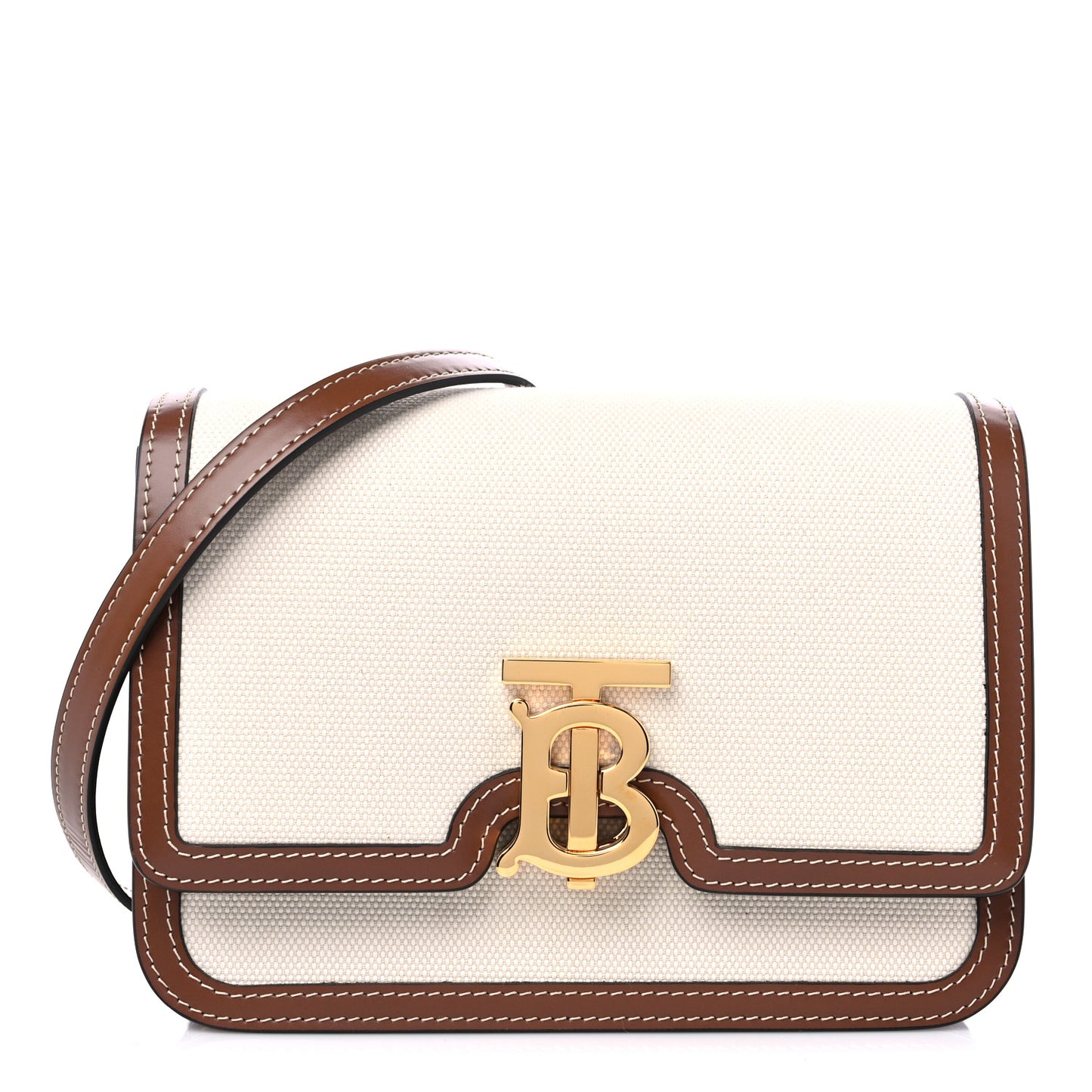 Canvas Calfskin Small TB Bag Natural