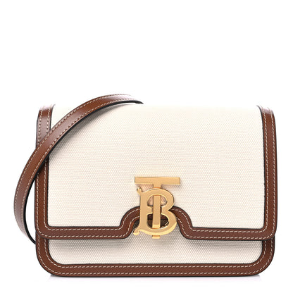 Burberry Canvas Calfskin Small TB Bag Natural 1 of 8