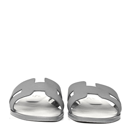 Hermes Epsom Oran Sandals 38 Bleu Glacier 2 of 9