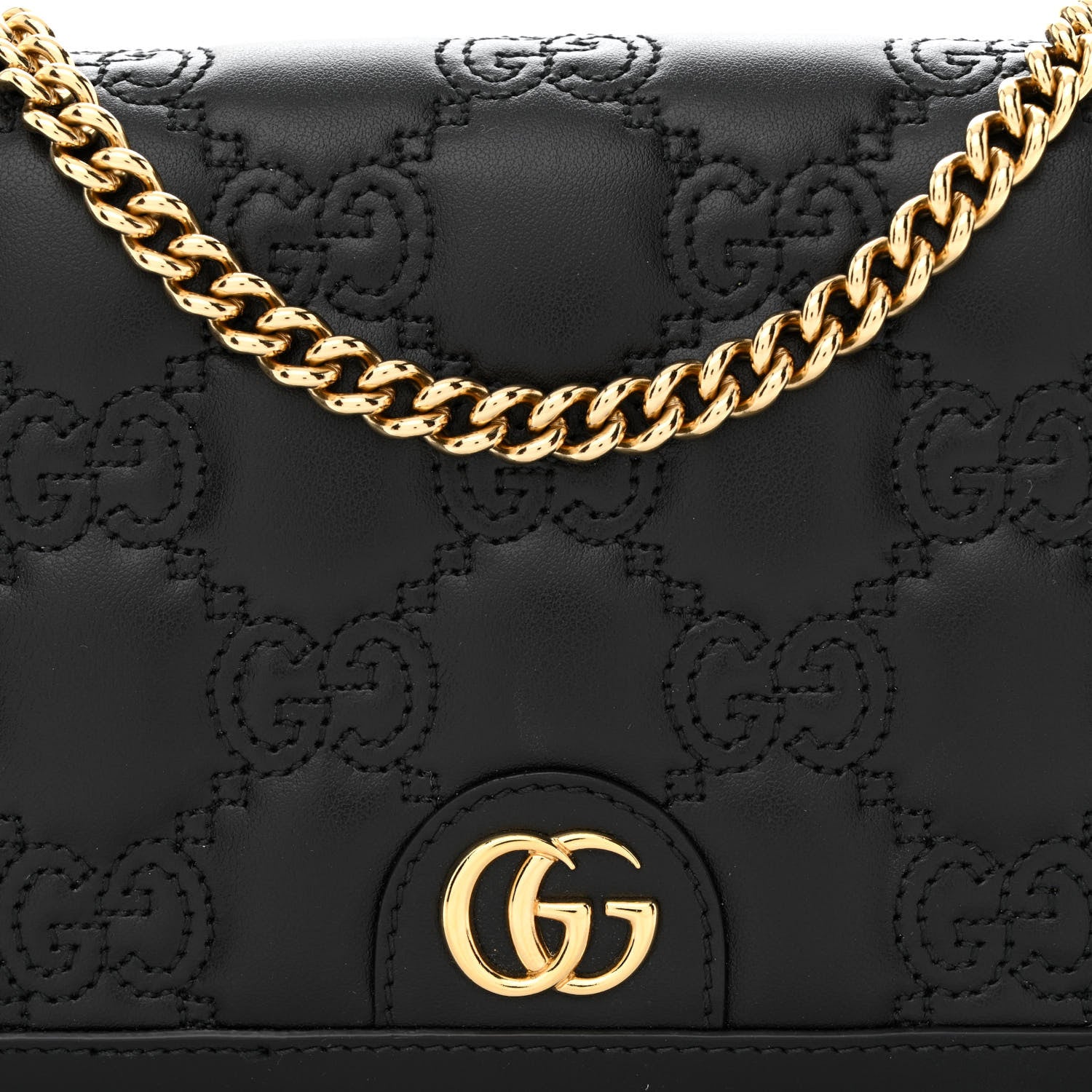 Gucci Calfskin GG Matelasse Chain Wallet Black 7 of 12