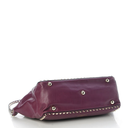 Valentino Garavani Vitello Medium Rockstud Tote Grape 5 of 9