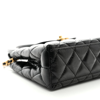 Chanel Shiny Aged Calfskin Quilted Nano Kelly Shopper Black 9 of 11