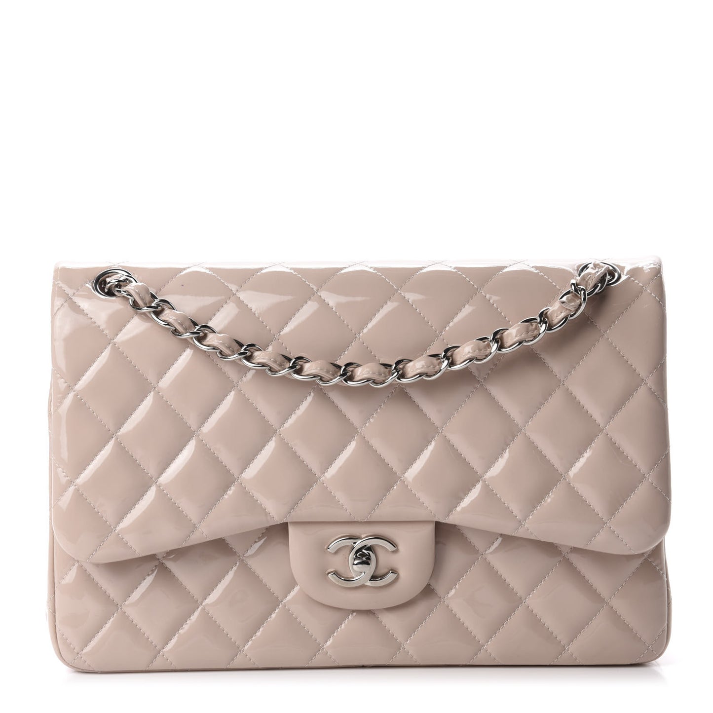 Patent Quilted Jumbo Double Flap Light Pink