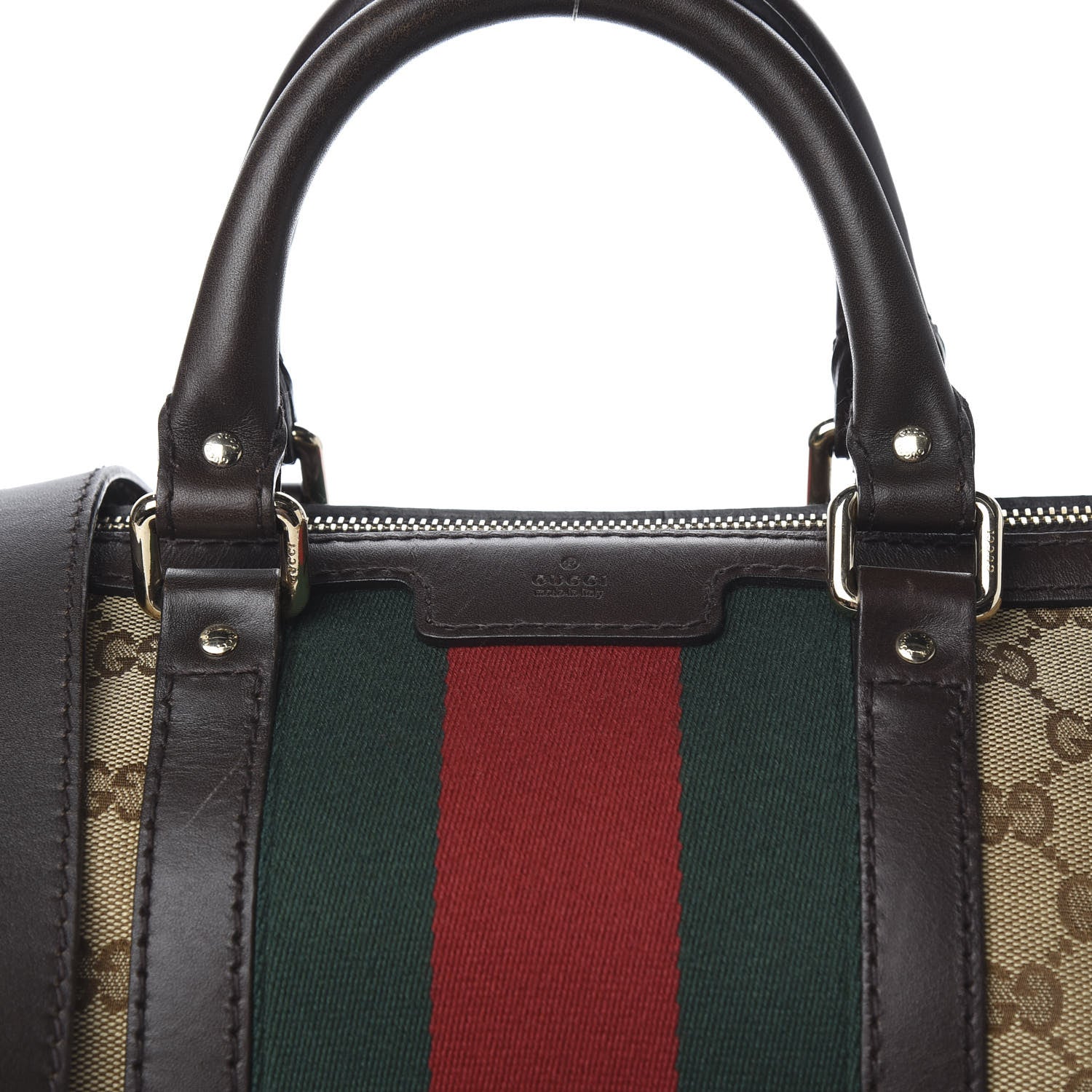 Gucci Monogram Vintage Web Medium Boston Dark Brown 10 of 10