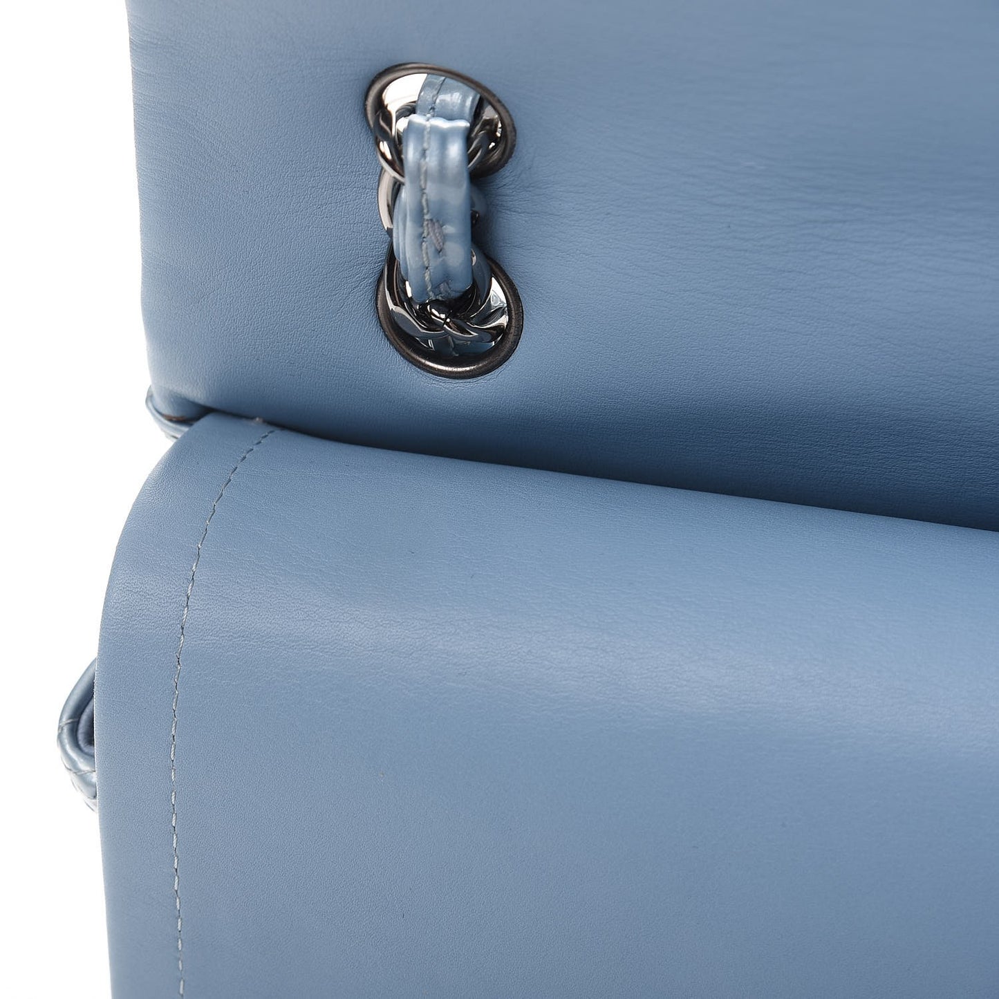 Patent Quilted Maxi Double Flap Blue