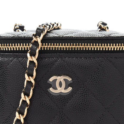 Chanel Caviar Quilted Mini Vanity Case With Chain Black 10 of 11