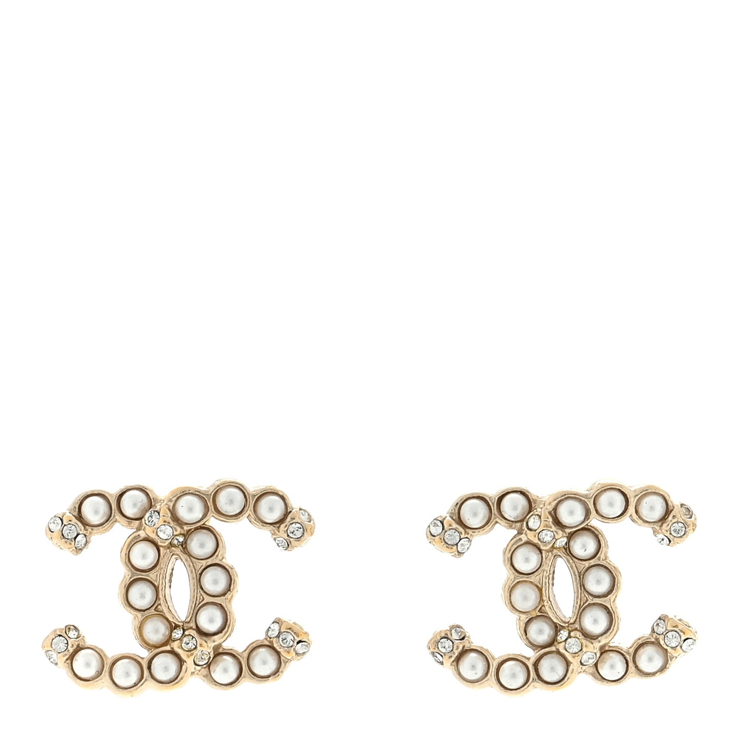 Pearl Crystal CC Earrings Gold
