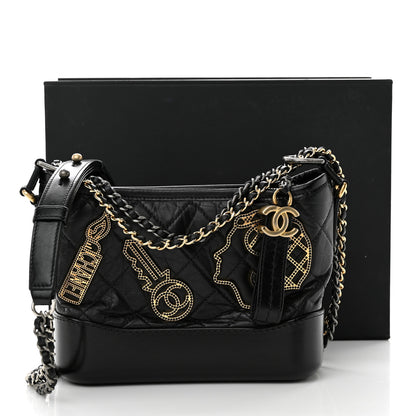 Chanel Aged Calfskin Quilted Charms Small Gabrielle Hobo Black 11 of 11