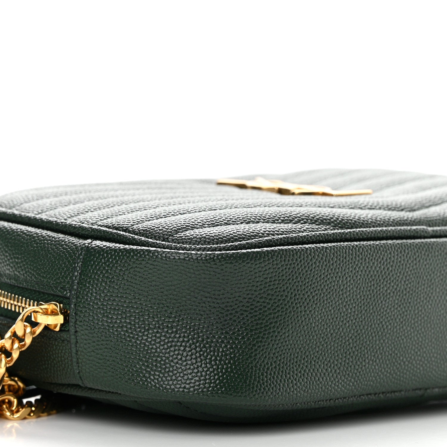 Saint Laurent Grain De Poudre Matelasse Monogram Mini Lou Camera Bag New Vert Fonce 9 of 11