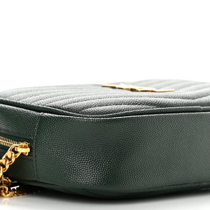 Saint Laurent Grain De Poudre Matelasse Monogram Mini Lou Camera Bag New Vert Fonce 9 of 11