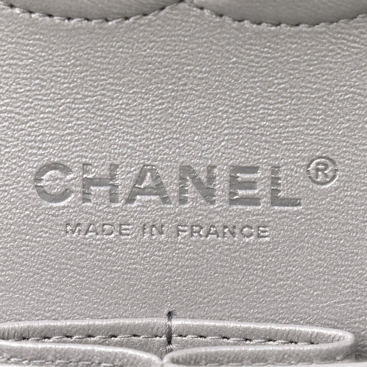 Glittered Metallic Caviar Quilted Medium Double Flap Silver