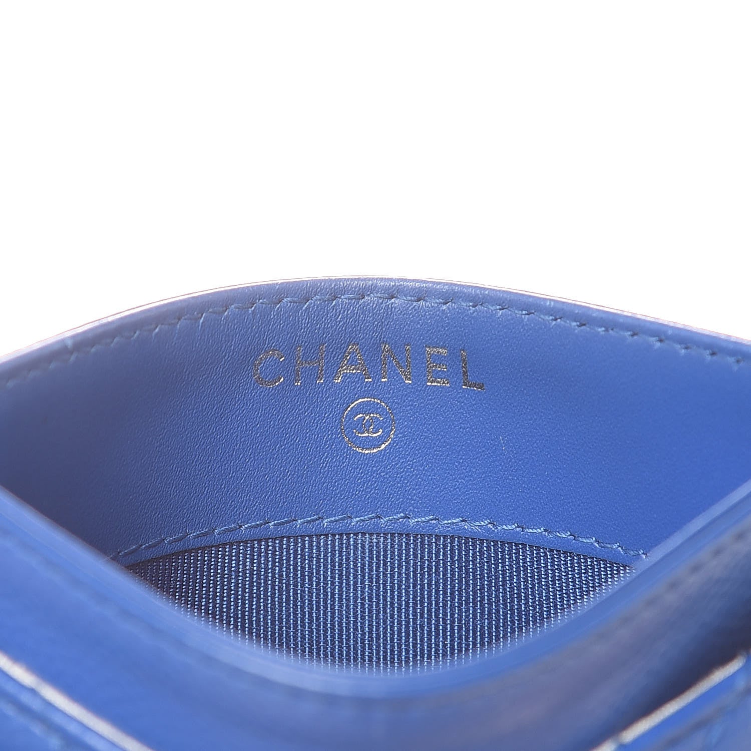 Chanel Caviar Chevron Quilted Card Holder Bright Blue 6 of 9