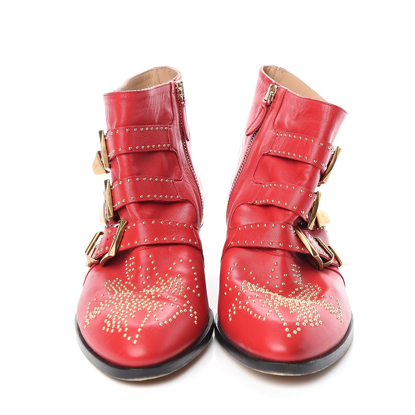 Nappa Sheepskin Studded Susanna Ankle Boots 40 Tulip Red