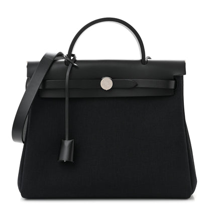 Hermes Military Toile Vache Hunter Herbag Zip PM 31 Black 1 of 12