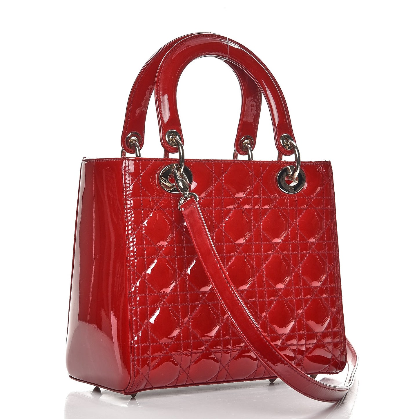 Patent Cannage Medium Lady Dior Red