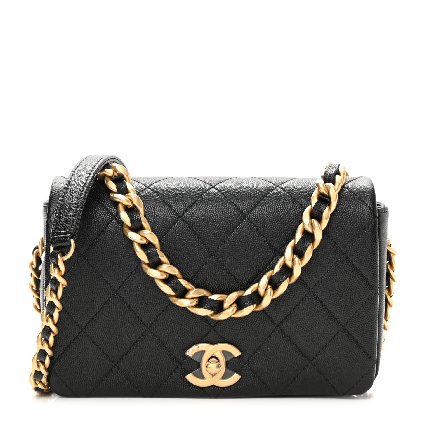 Caviar Quilted Small Fashion Therapy Flap Bag Black