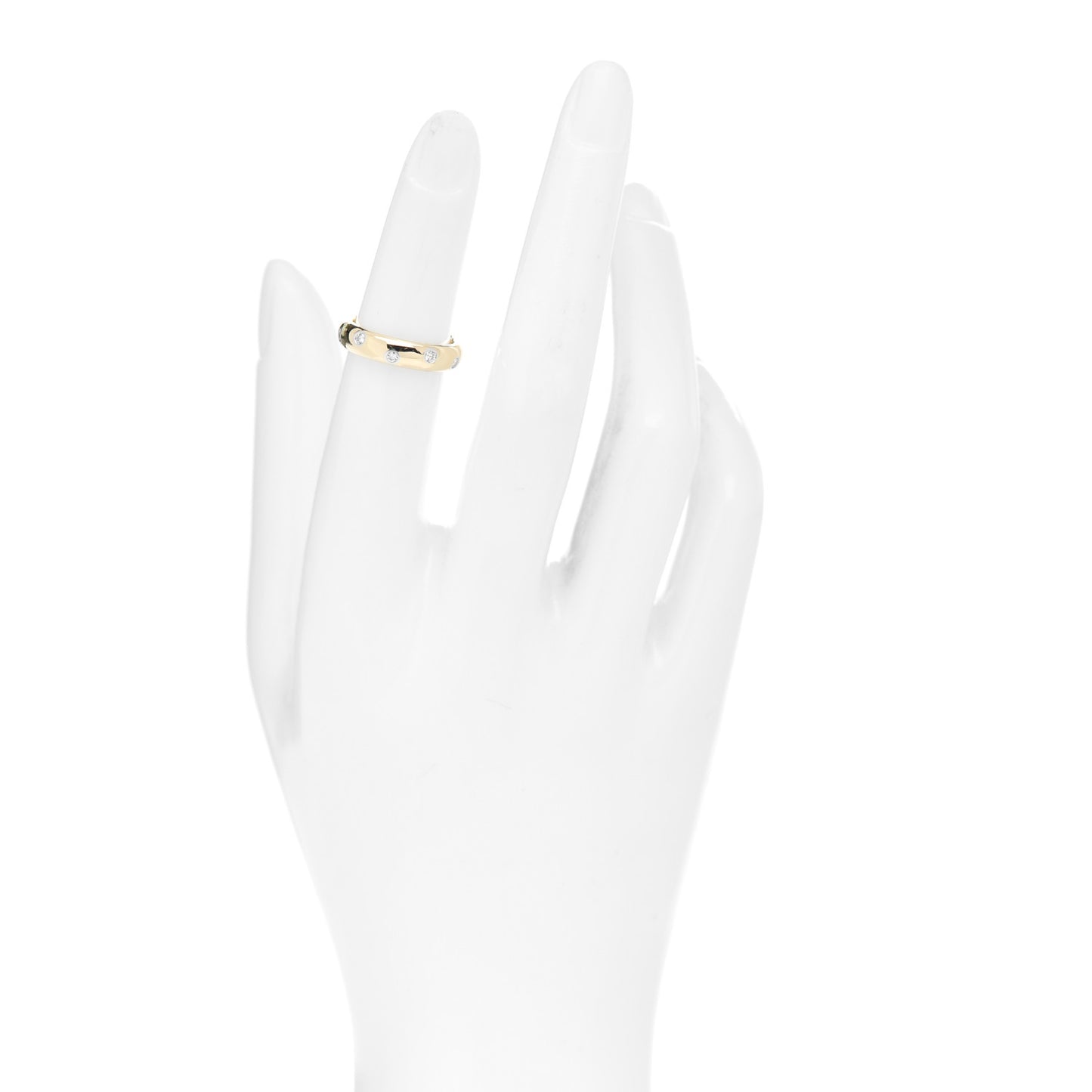 18K Yellow Gold Platinum 4mm Diamond Etoile Band Ring 47 4.25