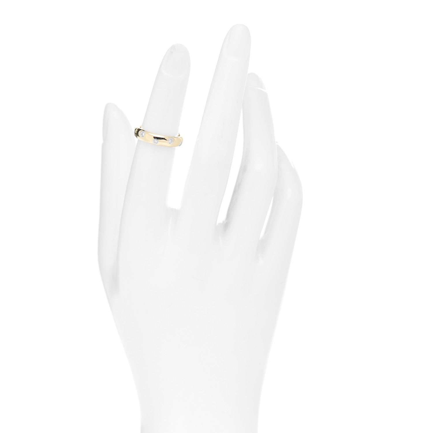 Tiffany 18K Yellow Gold Platinum 4mm Diamond Etoile Band Ring 47 4.25 2 of 6