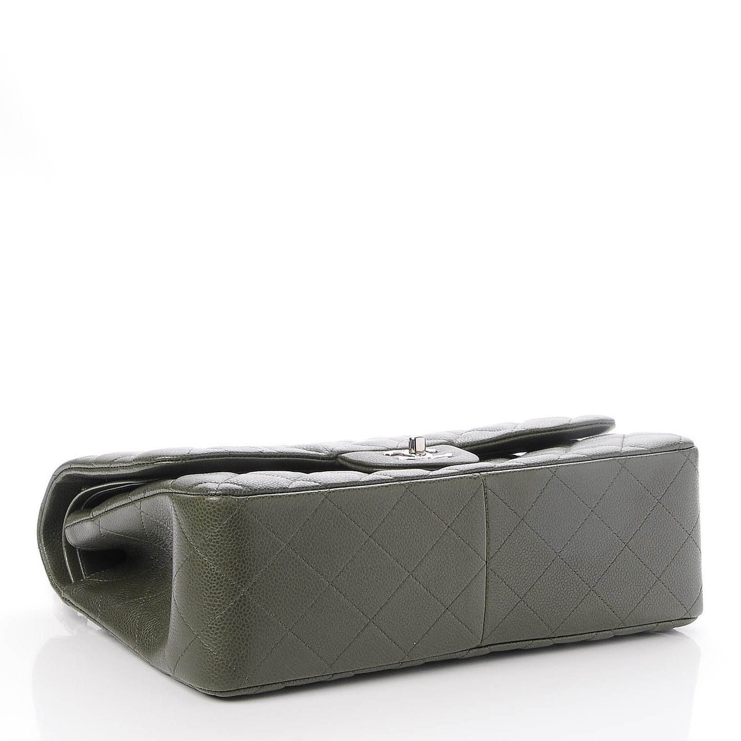 Caviar Quilted Jumbo Double Flap Dark Green