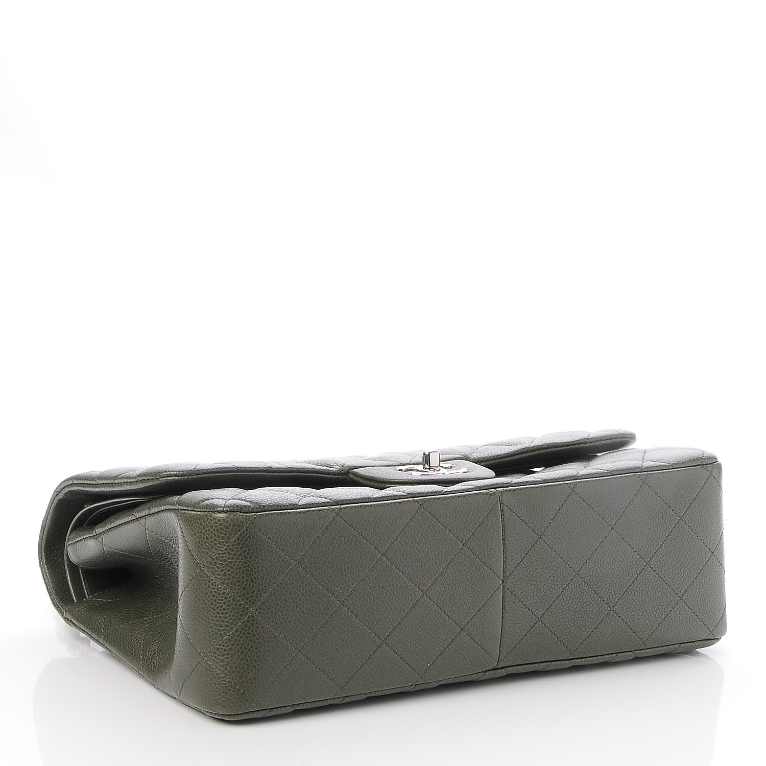 Chanel Caviar Quilted Jumbo Double Flap Dark Green 5 of 9