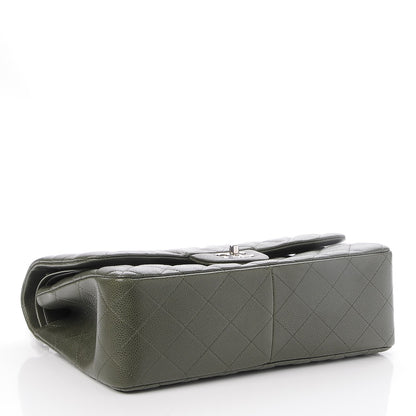 Chanel Caviar Quilted Jumbo Double Flap Dark Green 5 of 9