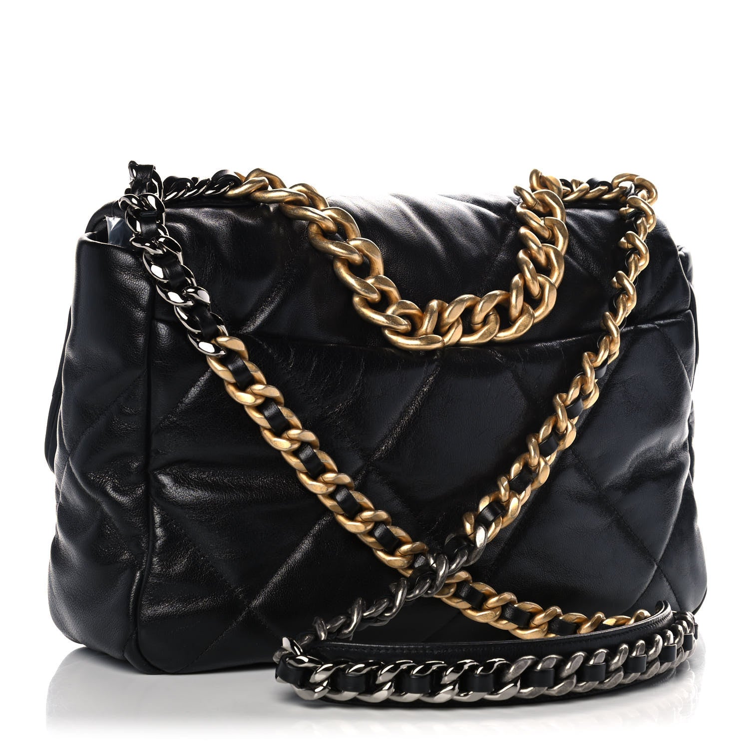 Chanel Goatskin Quilted Large Chanel 19 Flap Black 3 of 16