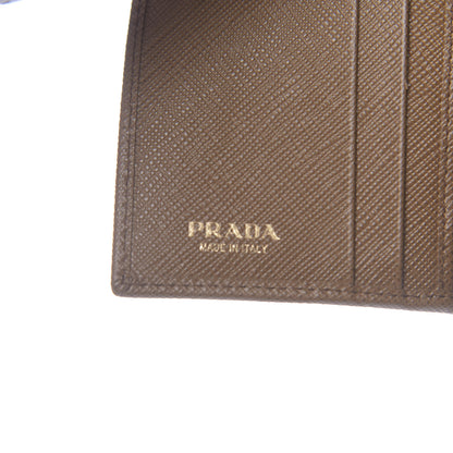 Prada Saffiano Compact Metal Bar Flap Wallet Caramel 6 of 8