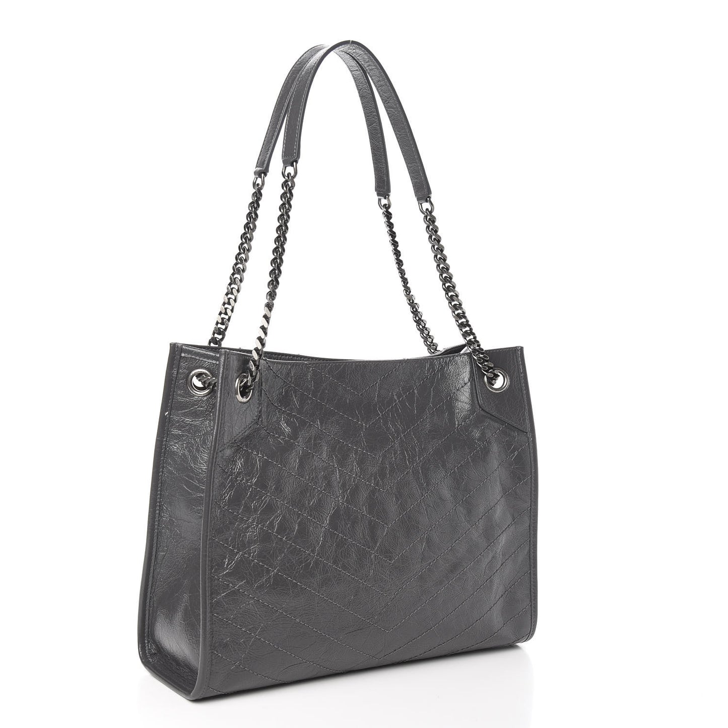 Crinkled Calfskin Matelasse Monogram Medium Niki Shopper Tote Smog