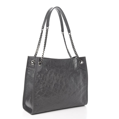 Saint Laurent Crinkled Calfskin Matelasse Monogram Medium Niki Shopper Tote Smog 4 of 11