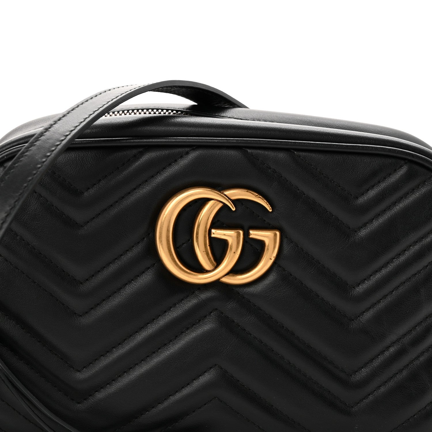 Gucci Calfskin Matelasse Small GG Marmont Chain Shoulder Bag Black 8 of 10