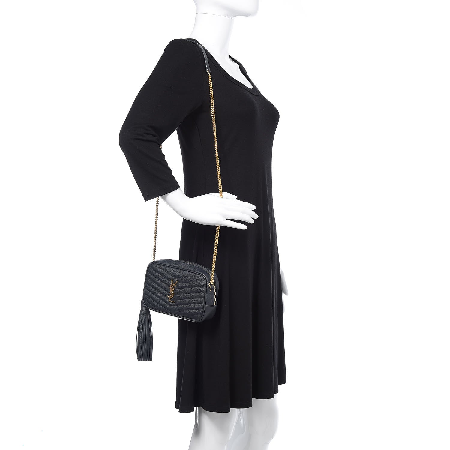 Saint Laurent Grain De Poudre Matelasse Monogram Mini Lou Camera Bag Dark Smog 2 of 11