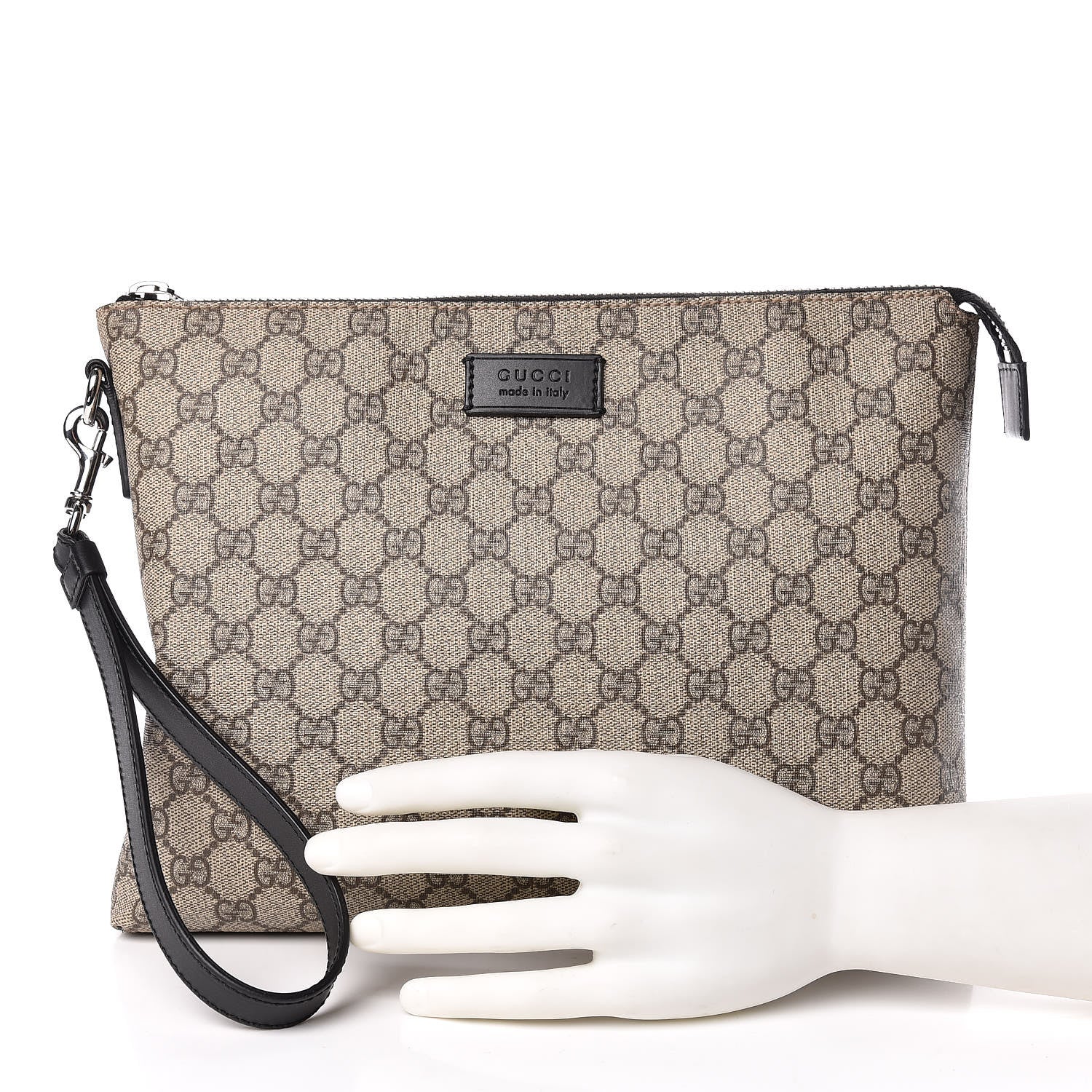 Gucci GG Supreme Monogram Mens Wristlet Black 2 of 7