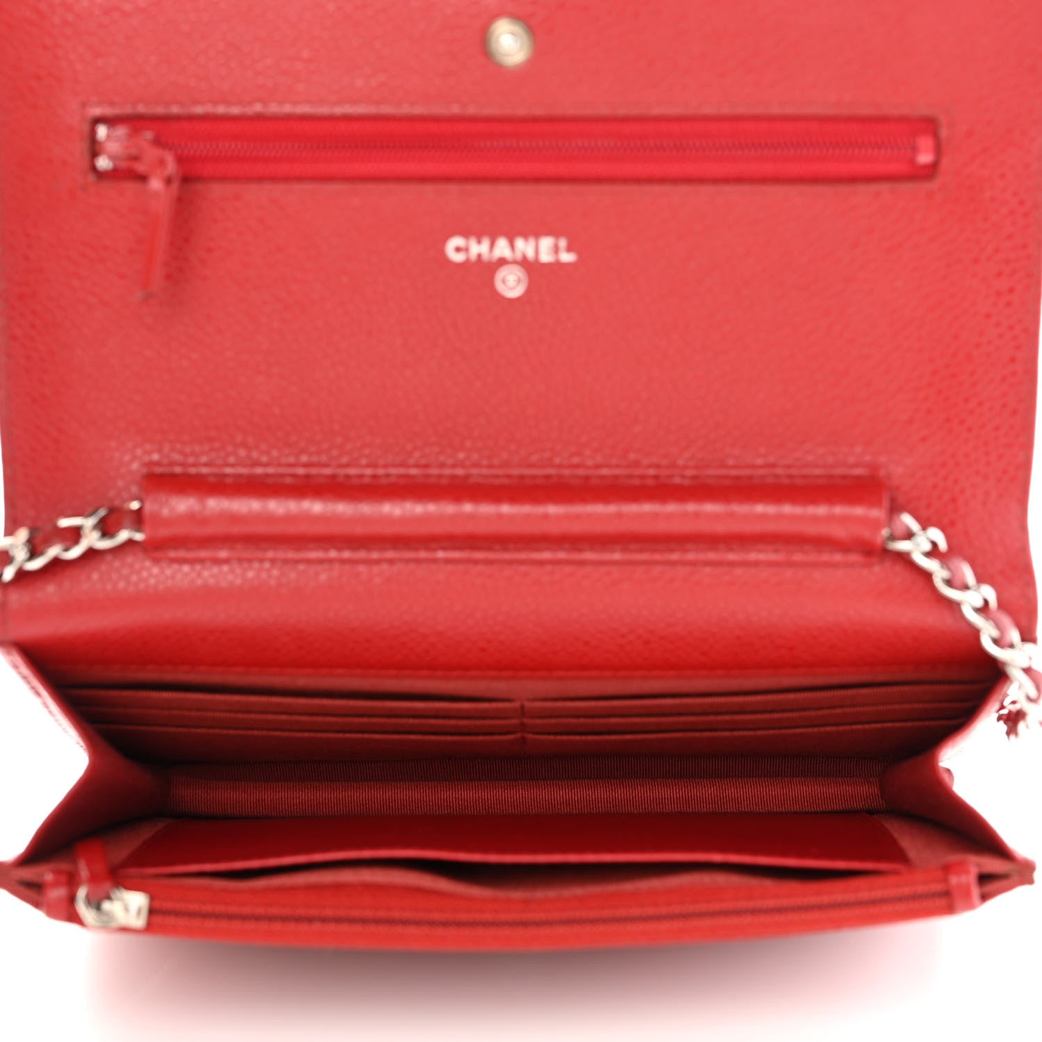 Chanel Caviar Quilted Wallet On Chain WOC Red 5 of 11