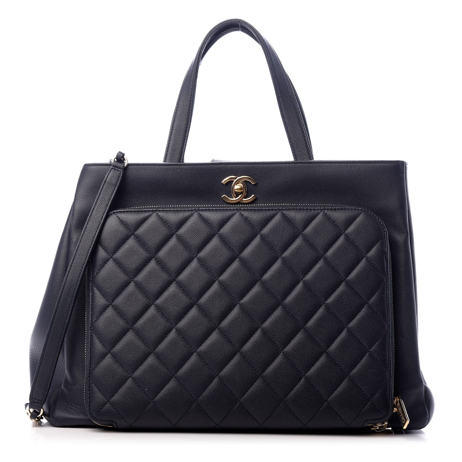 Chanel Caviar Quilted Large Business Affinity Shopping Bag Navy 1 of 9