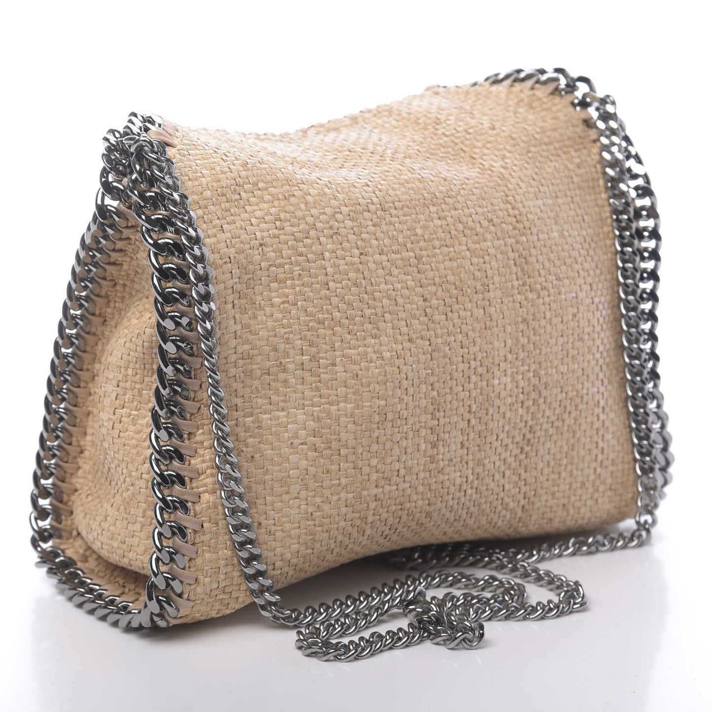 Raffia Mini Falabella Fold Over Tote Natural