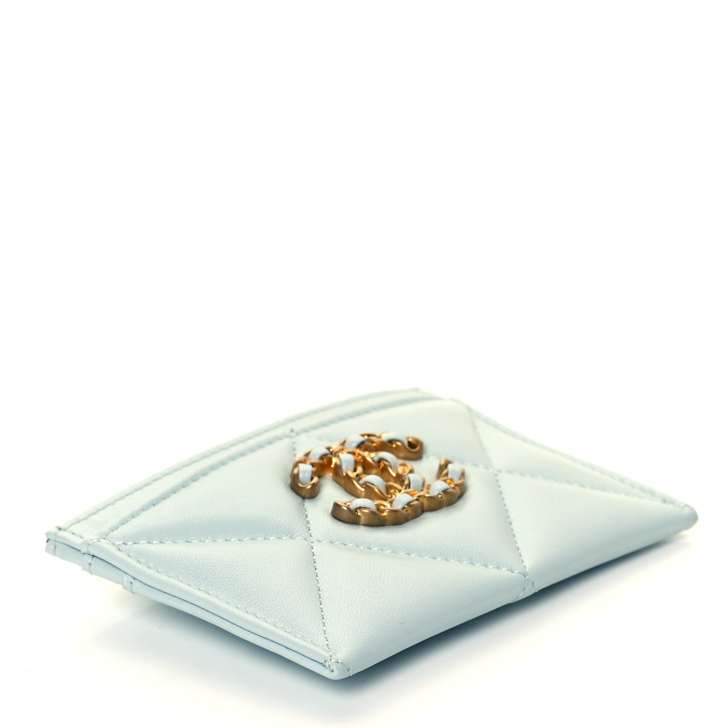 Chanel Lambskin Quilted Chanel 19 Card Holder Light Blue 3 of 9