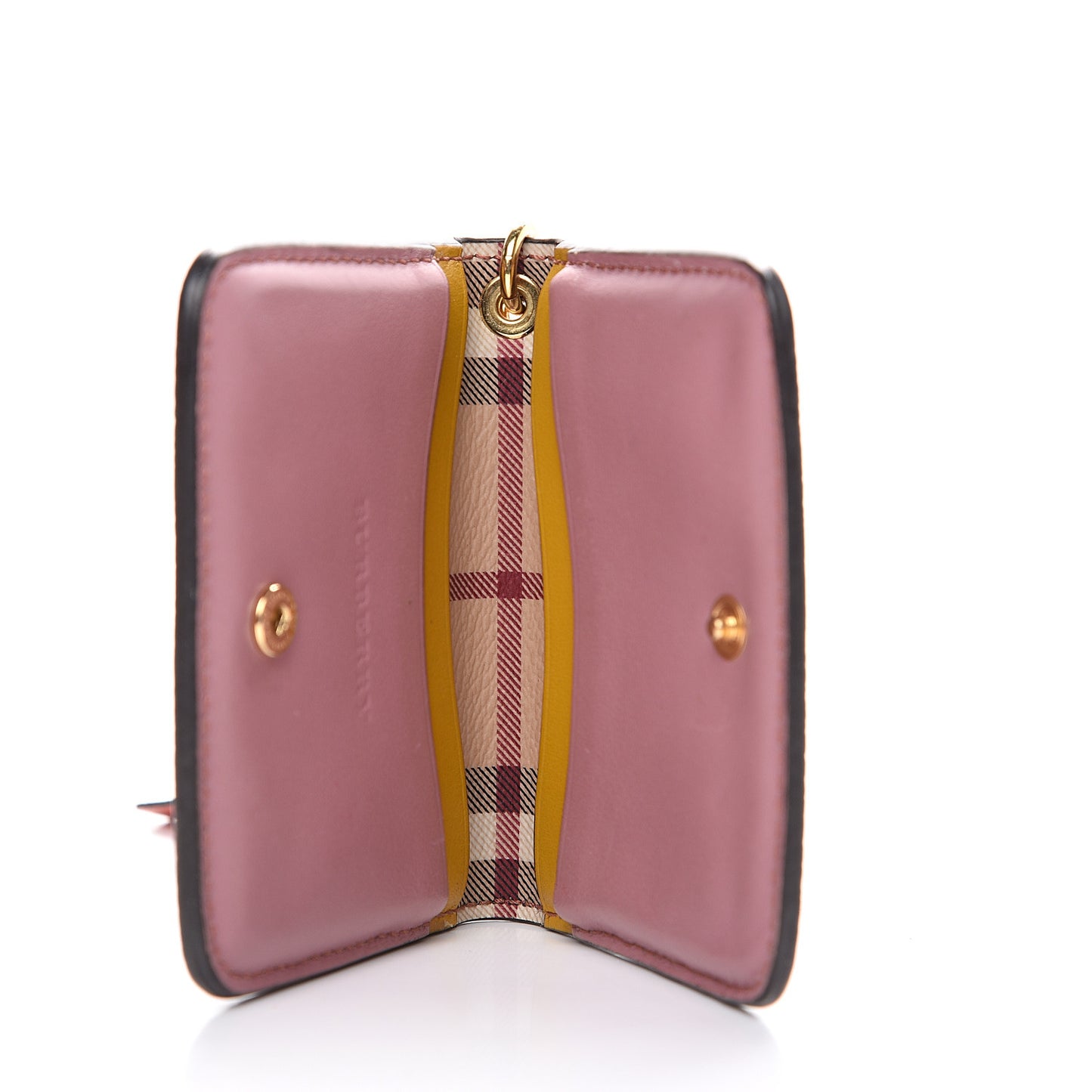 Soft Grain Calfskin Haymarket Check Camberwell Card Case Cinnamon Red Multi