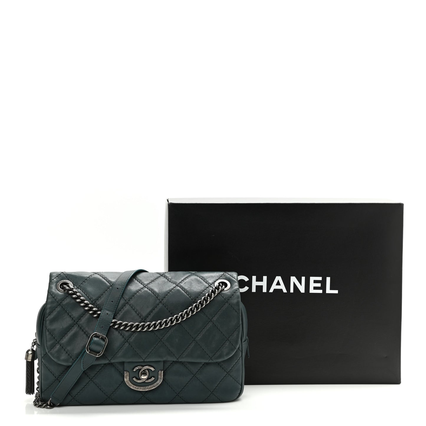 Calfskin Quilted Jumbo Coco Sporran Flap Dark Green