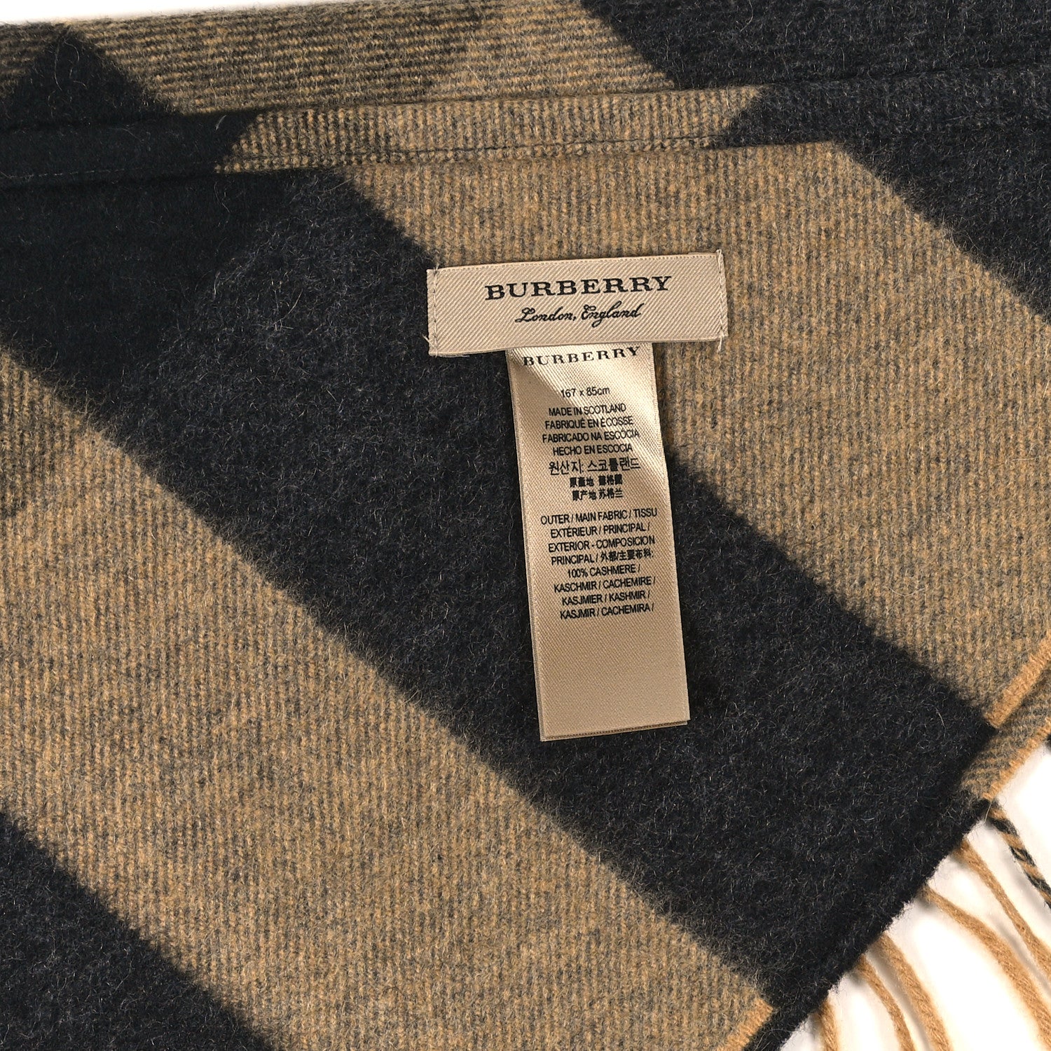 Burberry Cashmere Giant House Check Cape Scarf Grey Yellow 3 of 3