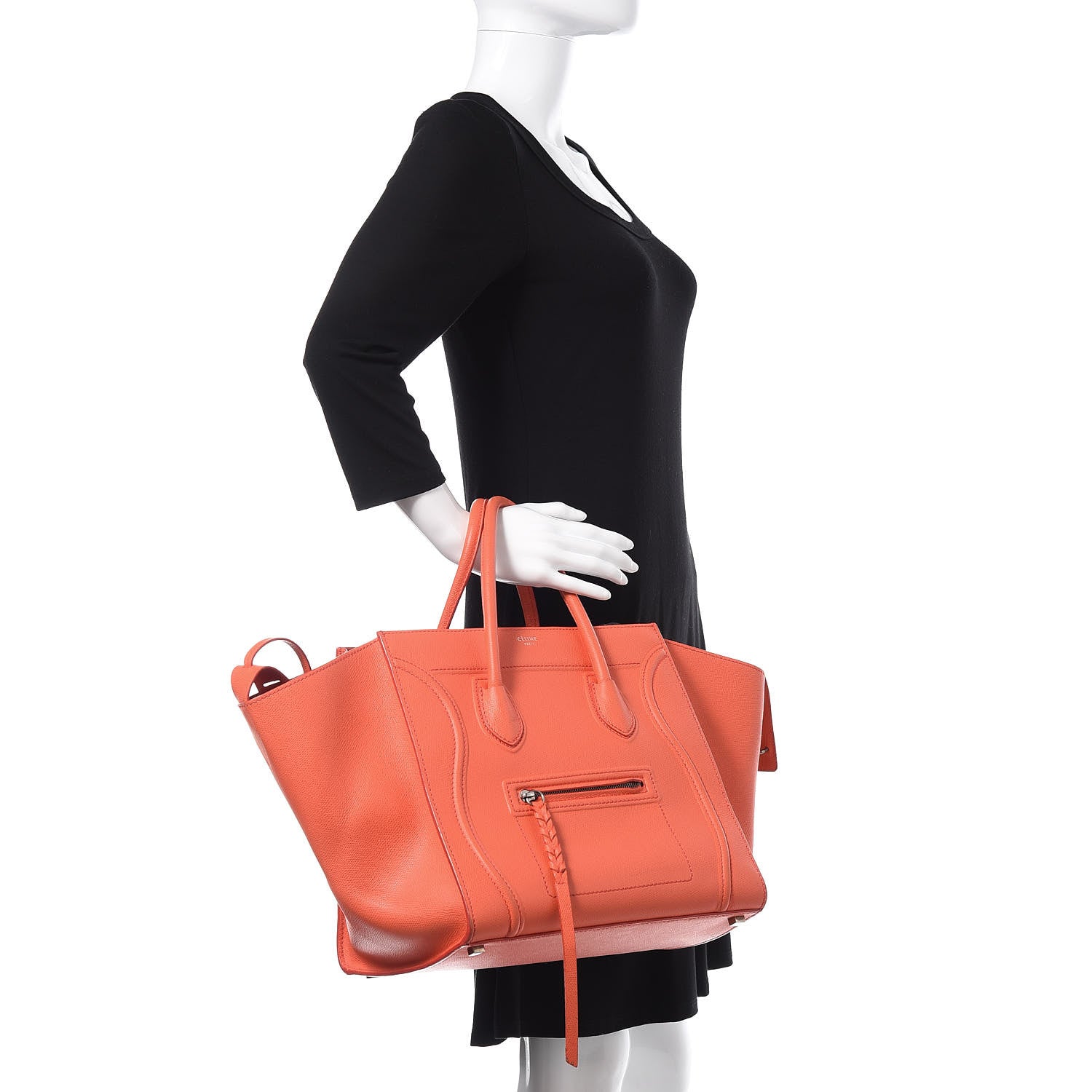 Celine Grained Calfskin Medium Phantom Luggage Coral 3 of 17