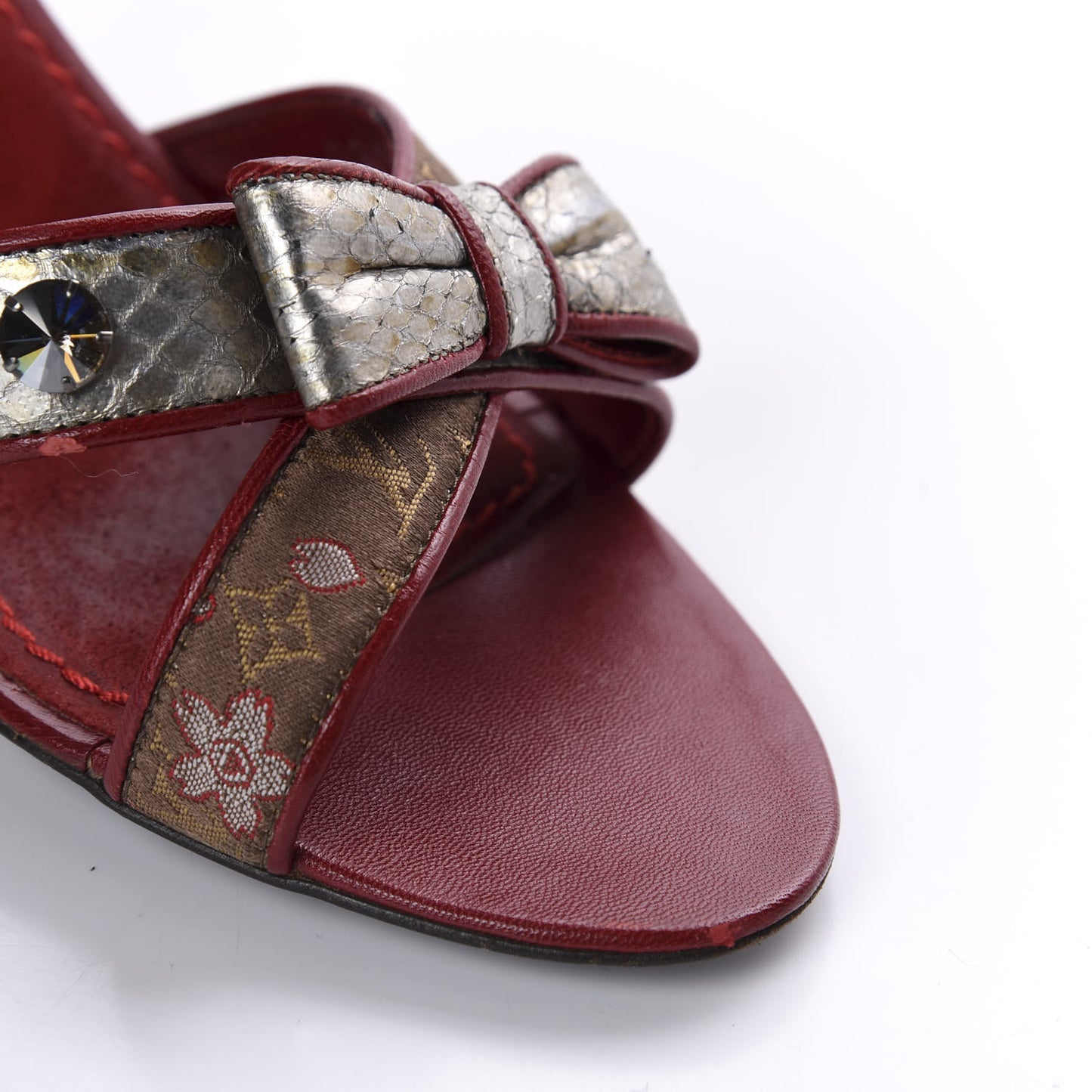 Satin Monogram Bow Mules 37 Marron