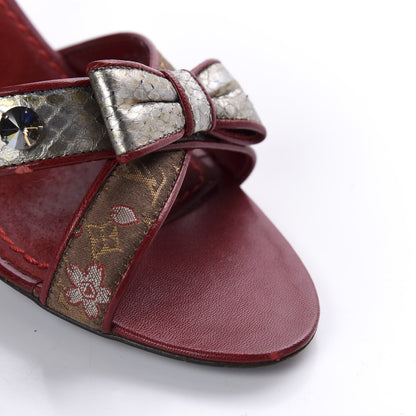 Louis Vuitton Satin Monogram Bow Mules 37 Marron 9 of 16