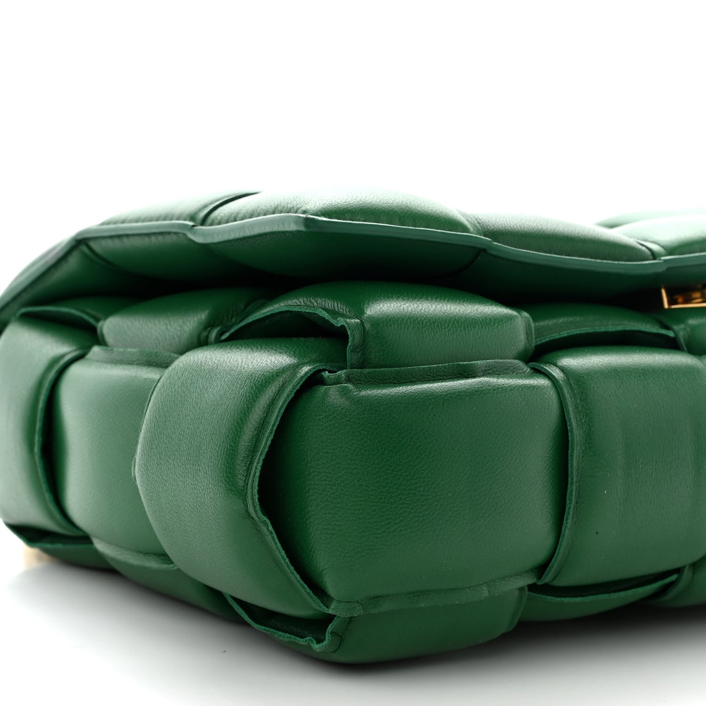 Lambskin Maxi Intreccio Padded Chain Cassette Crossbody Bag Racing Green