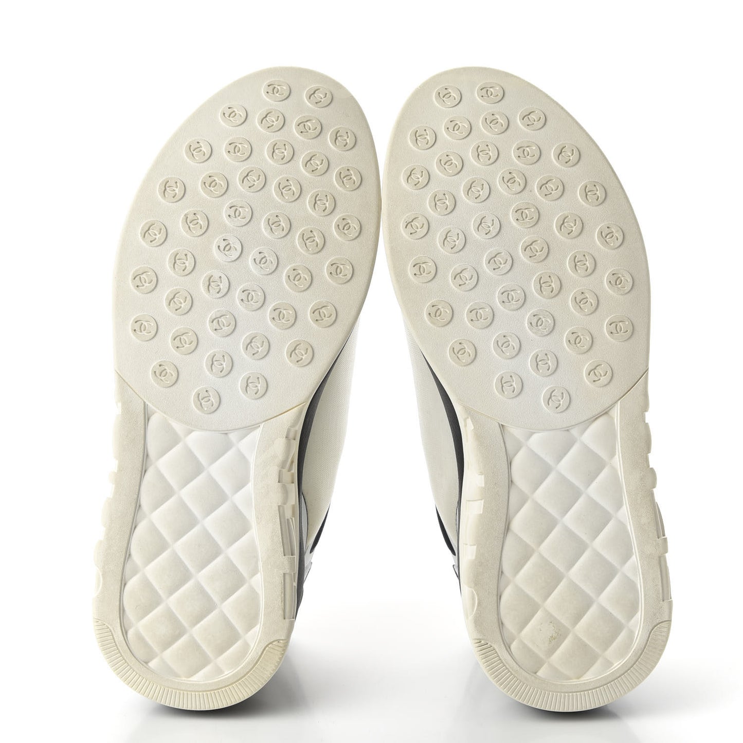 Calfskin Mesh Lycra Womens Logo Sneakers 37 White Black