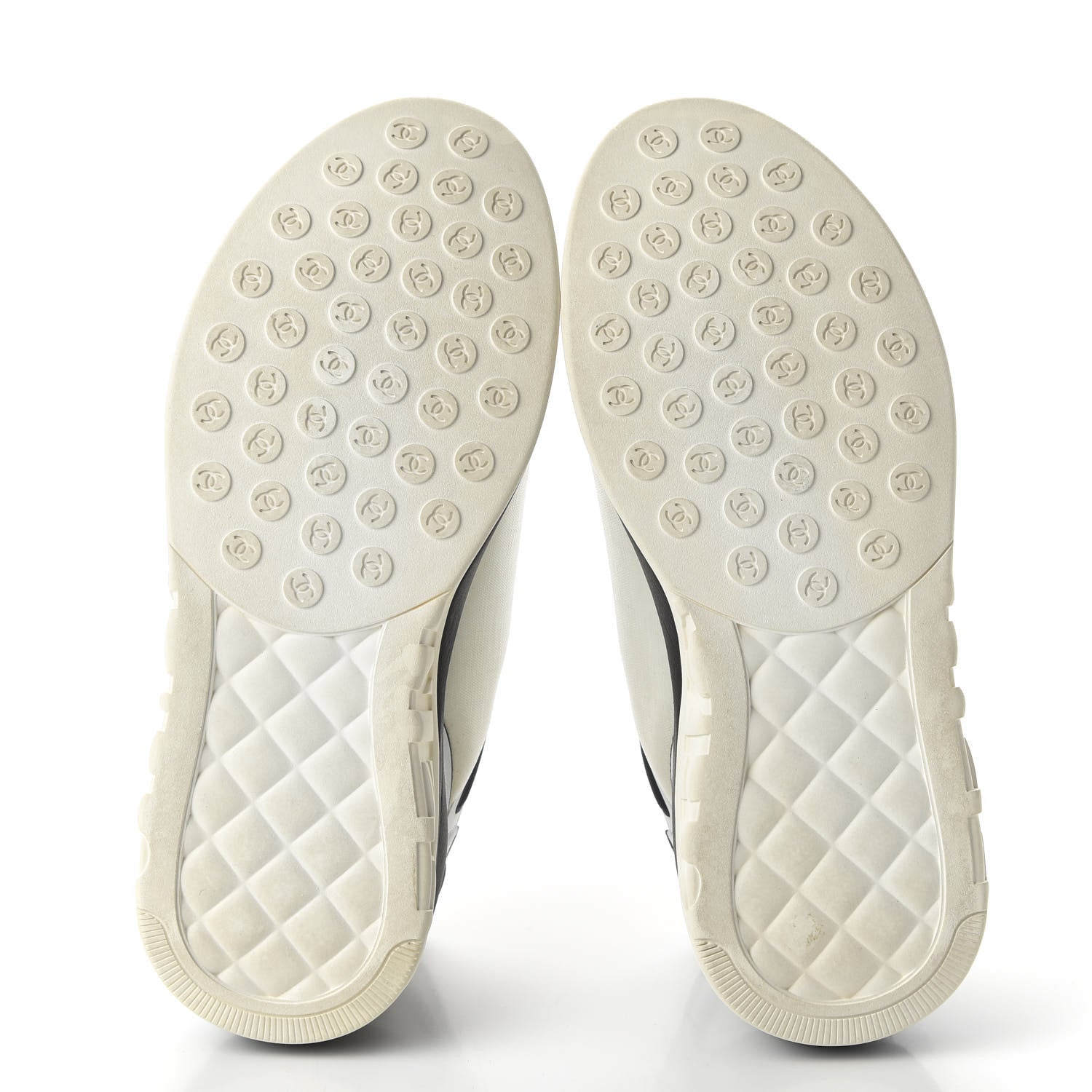 Chanel Calfskin Mesh Lycra Womens Logo Sneakers 37 White Black 5 of 8