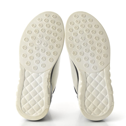 Chanel Calfskin Mesh Lycra Womens Logo Sneakers 37 White Black 5 of 8