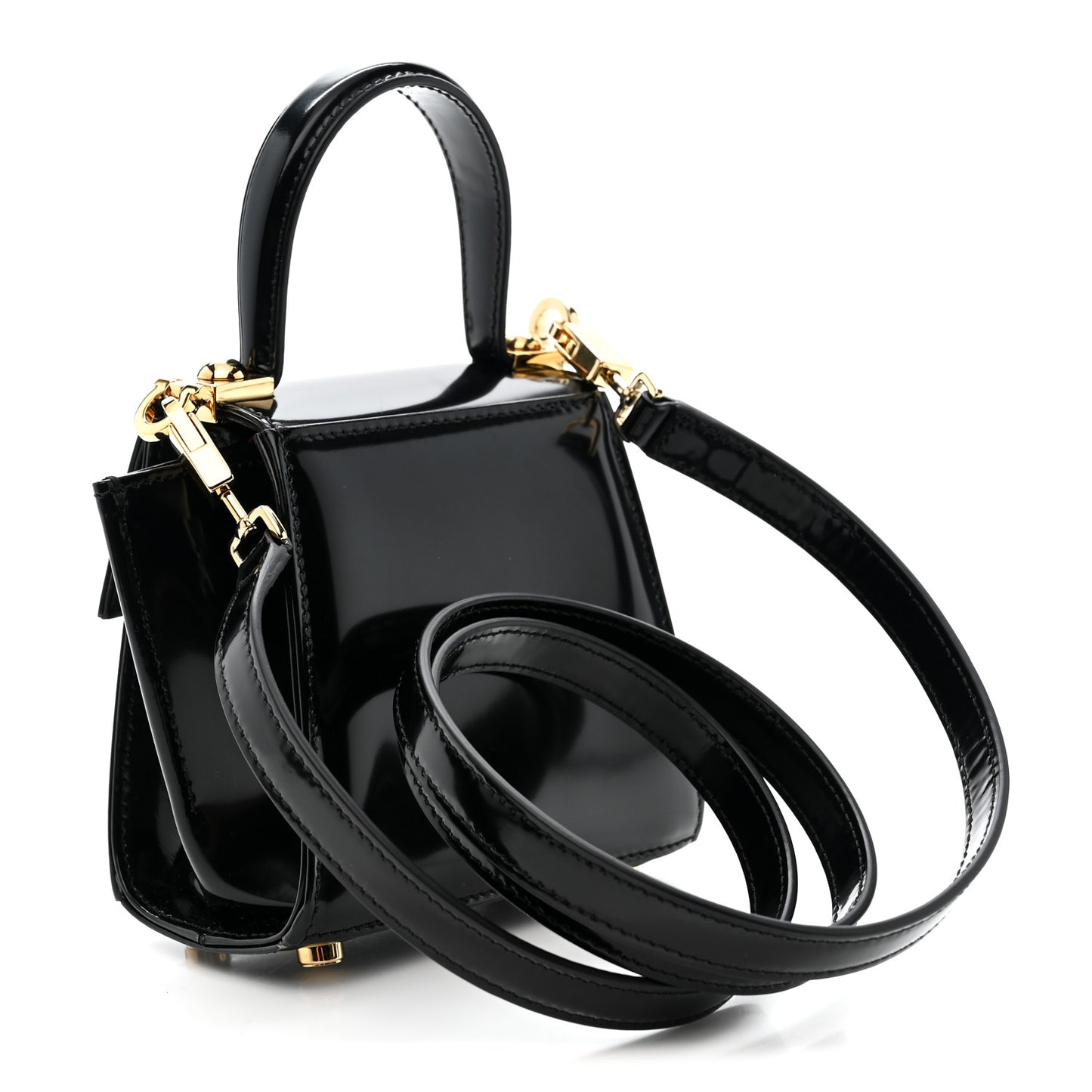 Brushed Calfskin Micro Iconic Top Handle Bag Nero