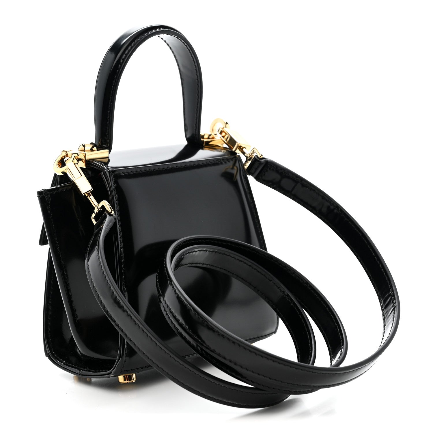 Salvatore Ferragamo Brushed Calfskin Micro Iconic Top Handle Bag Nero 3 of 9