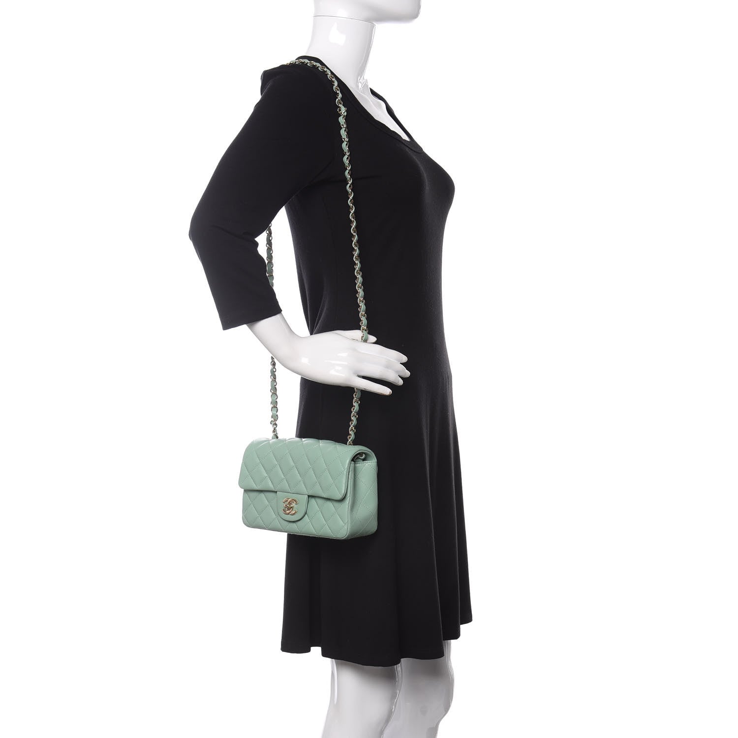 Chanel Lambskin Quilted Mini Rectangular Flap Light Green 2 of 11